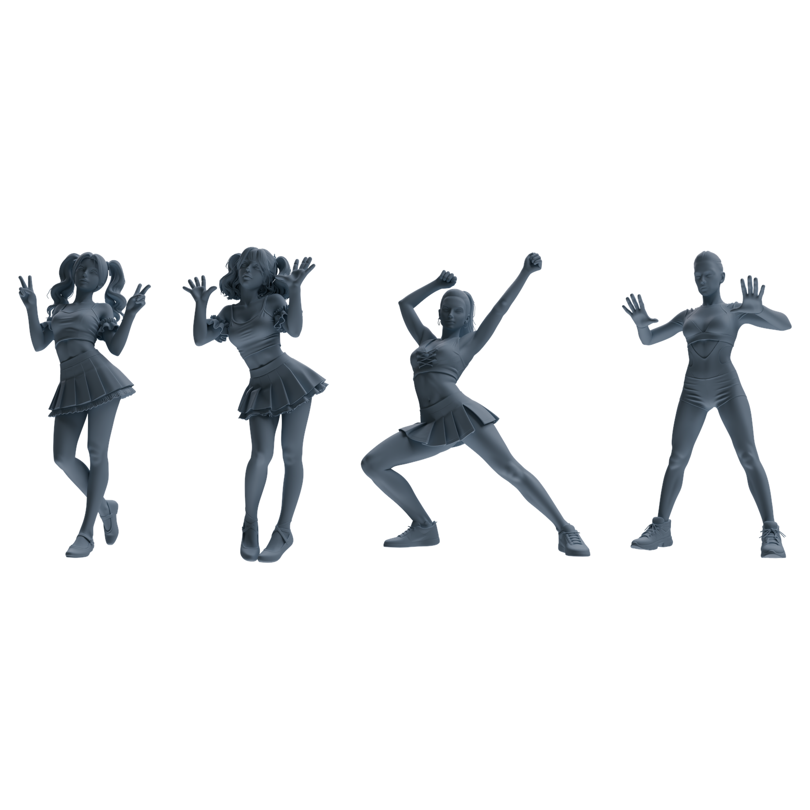 MRY-SFW LYTR866 Vibrant Cheerleader Character Modern Model 4 pcs 3D Printed Resin Model Kit by SSMODEL