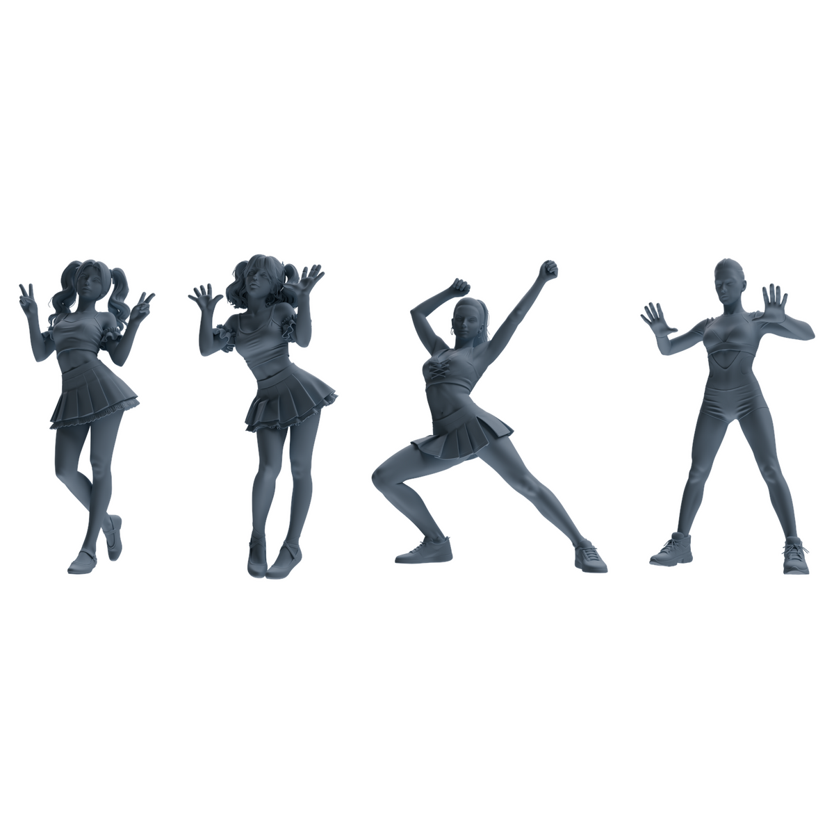 MRY-SFW LYTR866 Vibrant Cheerleader Character Modern Model 4 pcs 3D Printed Resin Model Kit by SSMODEL