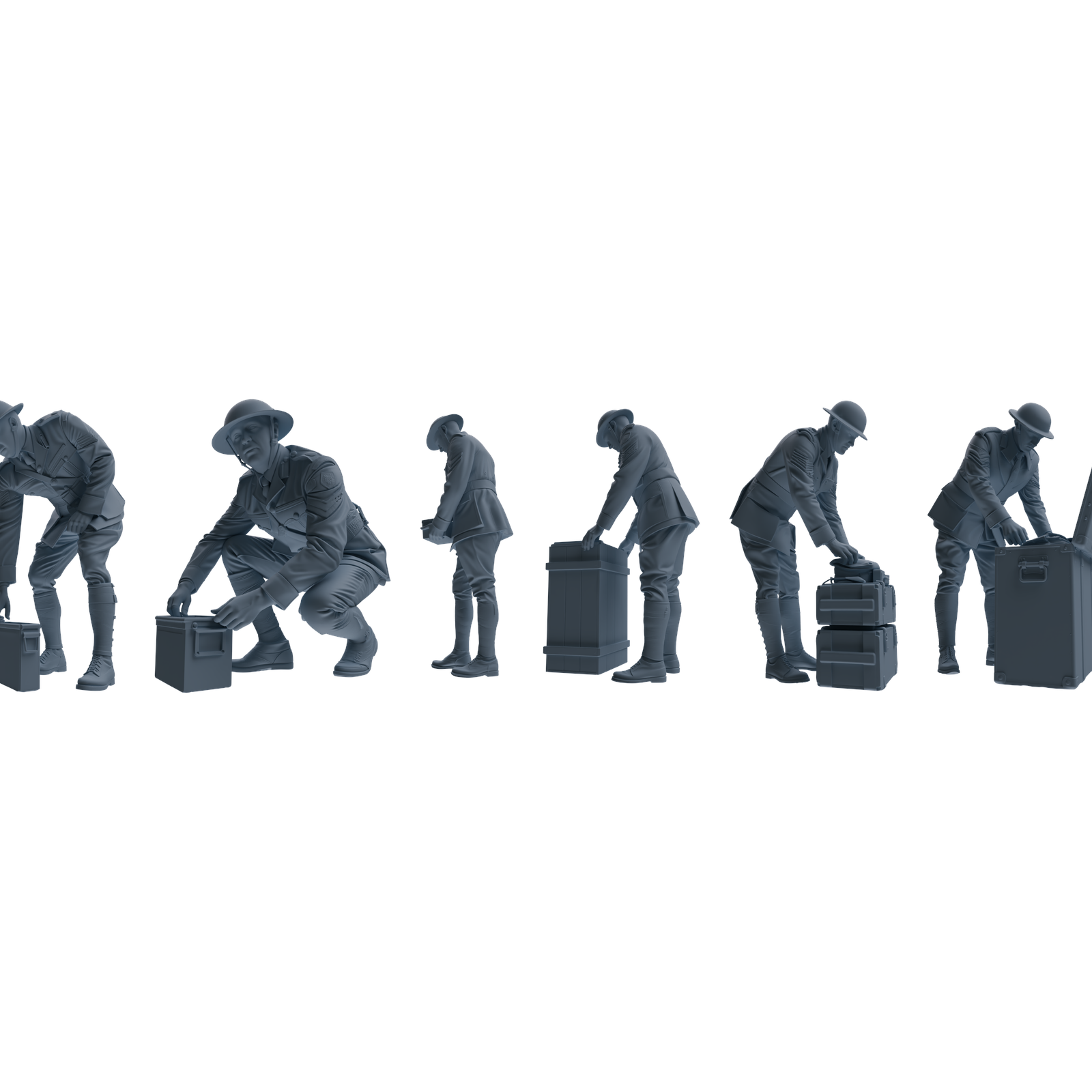 MRY-SFW LYGR604 Historical WWII British Army Six-Person Combat Readiness Group 3D Printed Resin Model Kit by SSMODEL