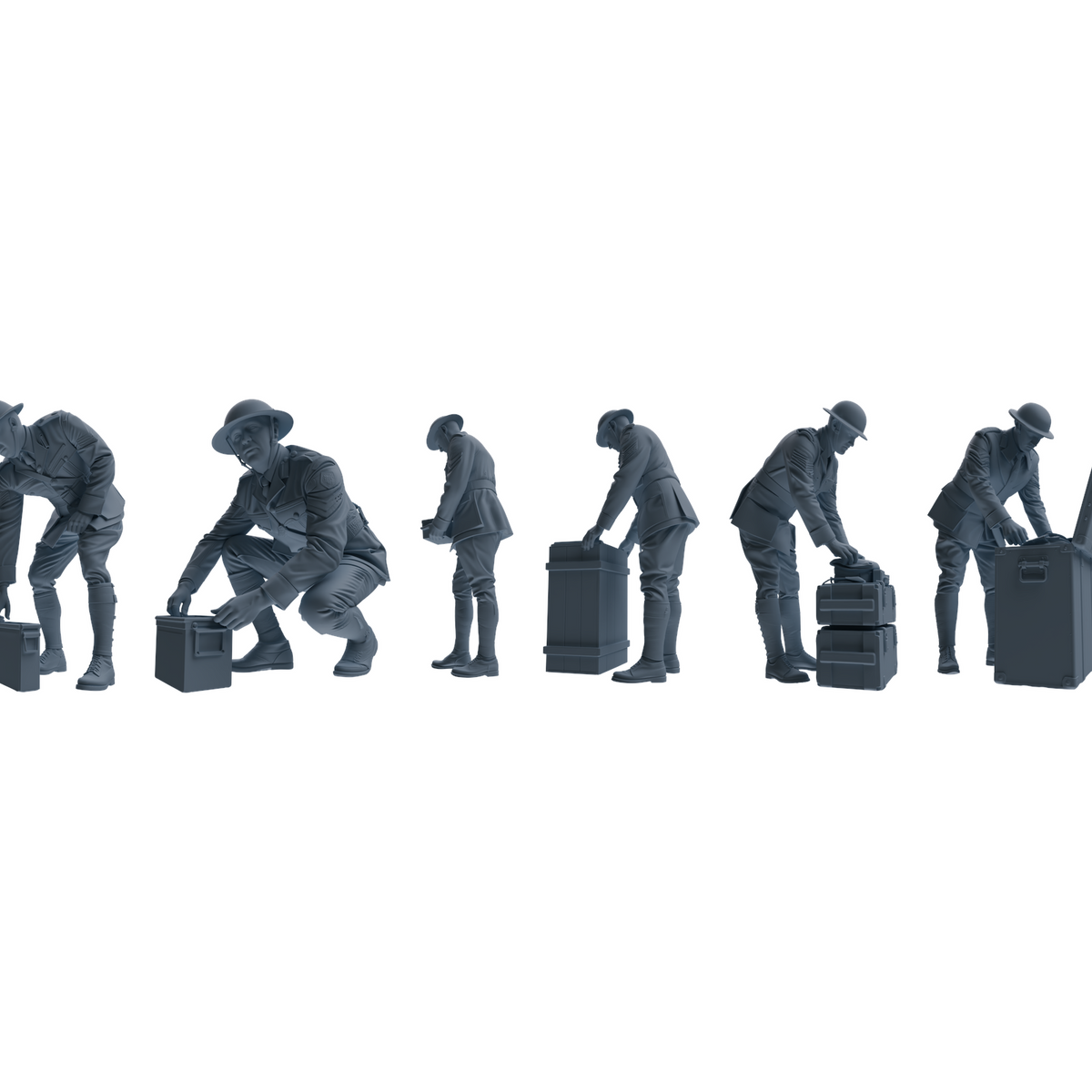 MRY-SFW LYGR604 Historical WWII British Army Six-Person Combat Readiness Group 3D Printed Resin Model Kit by SSMODEL