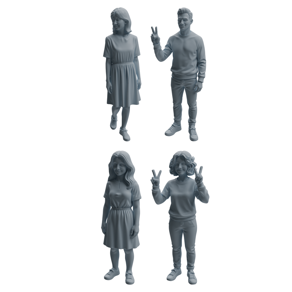 MRY-SFW LYTR1058 Casual Wear Character Modern Model 4 pcs 3D Printed Resin Model Kit by SSMODEL