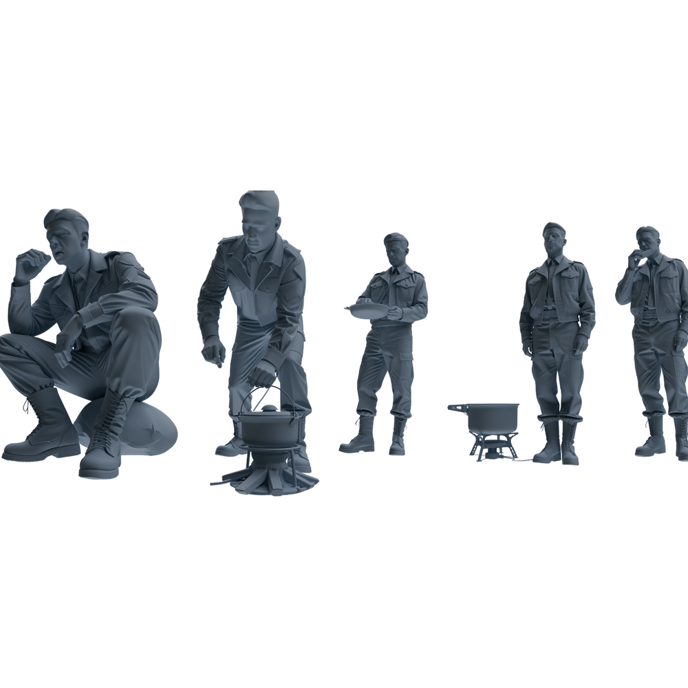 MRY-SFW LYGR593 Historical WWII U.S. Army Five-Person Dining Group 3D Printed Resin Model Kit by SSMODEL