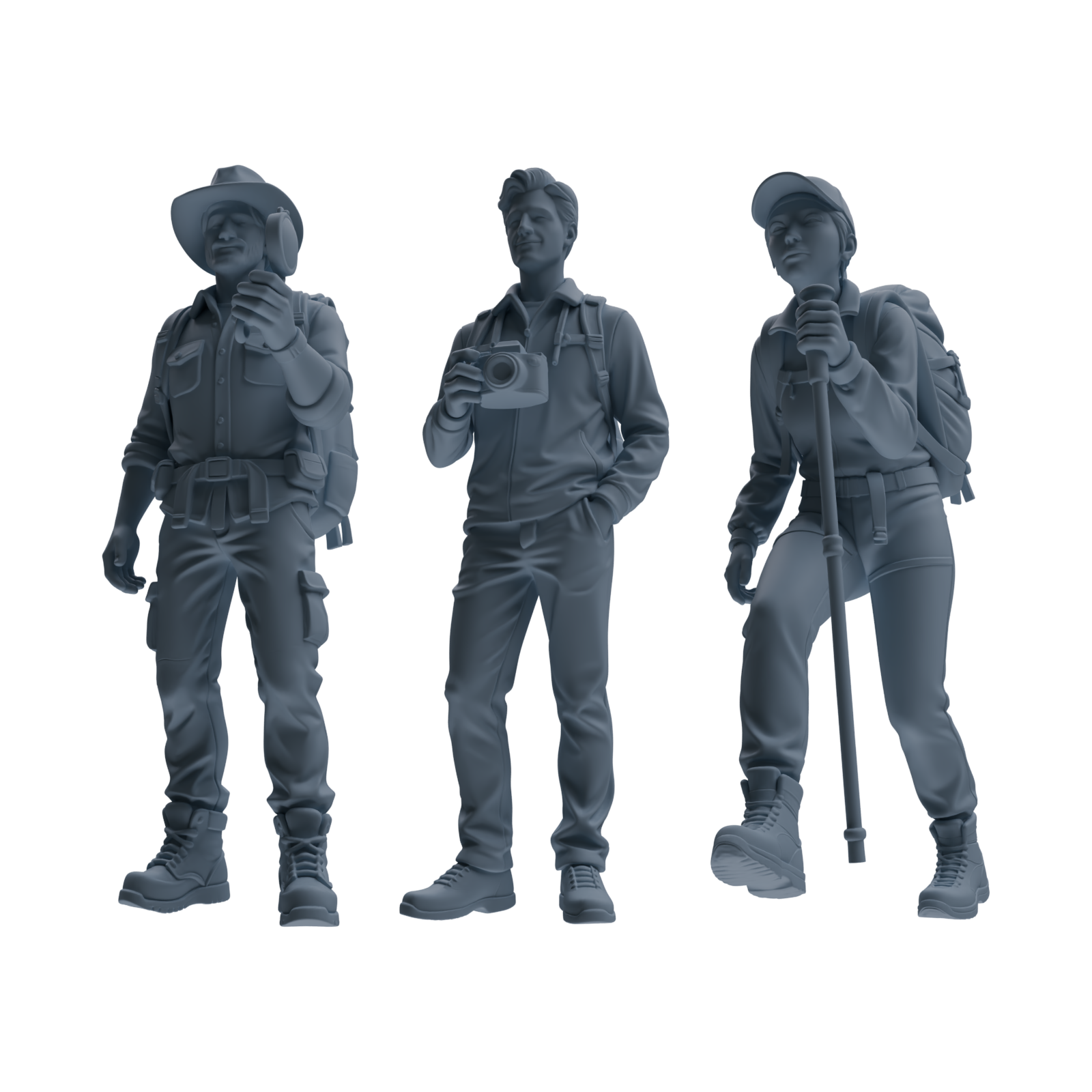 MRY-SFW LYTR904 Outdoor Hiker Modern Model 3 pcs 3D Printed Resin Model Kit by SSMODEL
