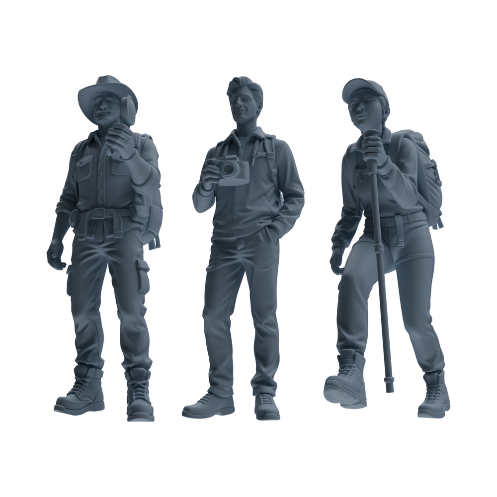 MRY-SFW LYTR904 Outdoor Hiker Modern Model 3 pcs 3D Printed Resin Model Kit by SSMODEL
