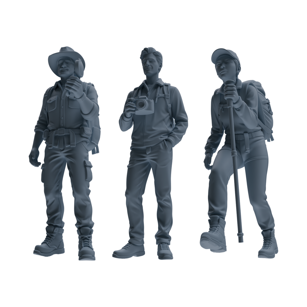 MRY-SFW LYTR904 Outdoor Hiker Modern Model 3 pcs 3D Printed Resin Model Kit by SSMODEL
