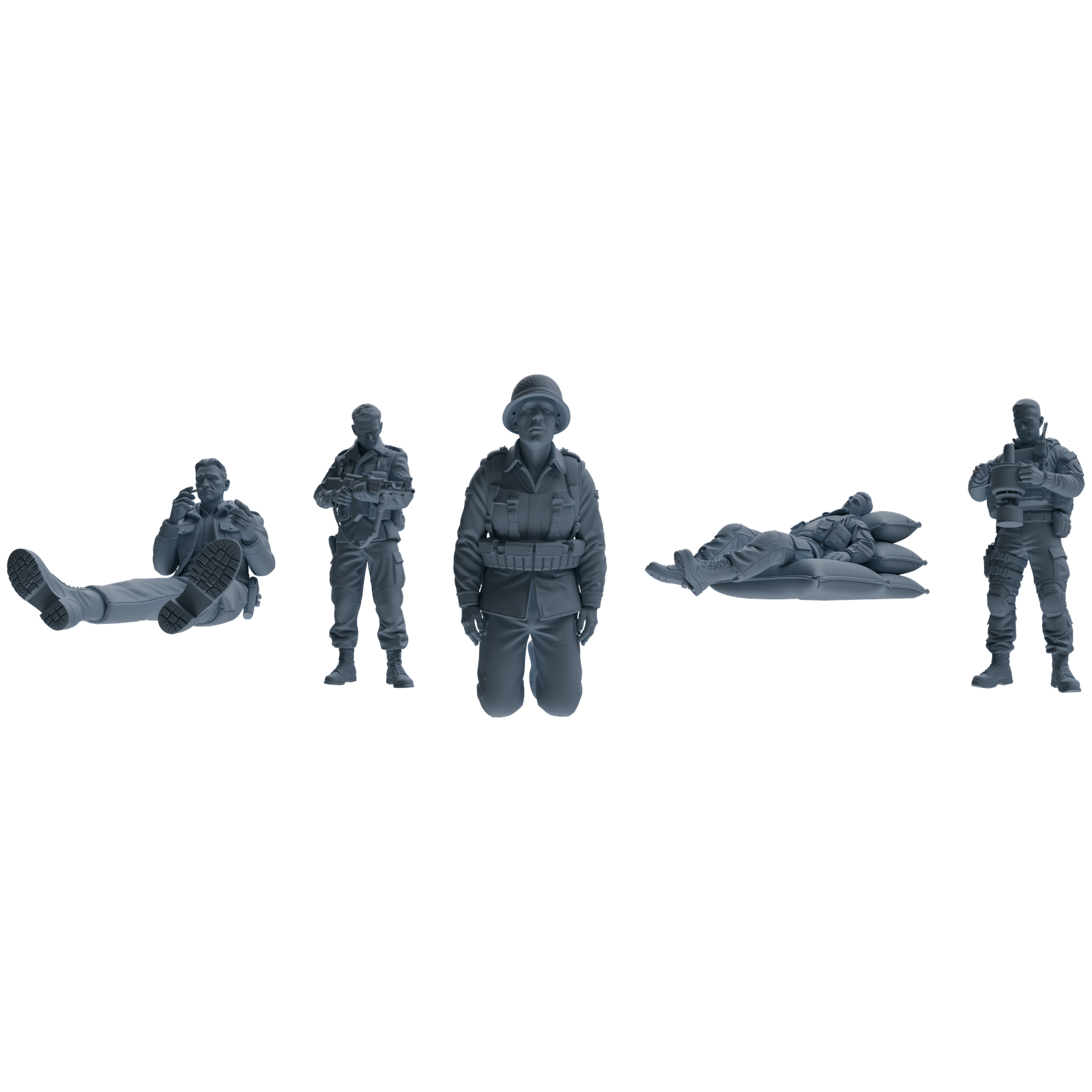 MRY-SFW SSTR208 Miniatures Soldier Model Kit Multi-Scenario Soldier Pose Modern Model 5 pcs