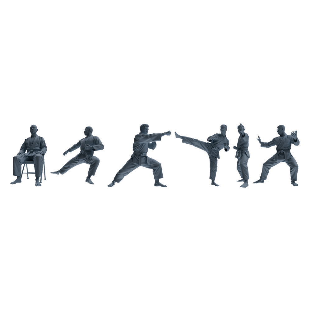 MRY-SFW LYTR815 Karate Male Athlete Figure Modern Model 6 pcs Miniature Car Diorama Figures Scene Props Accessories Resin 3D Printed Resin Model Kit by SSMODEL