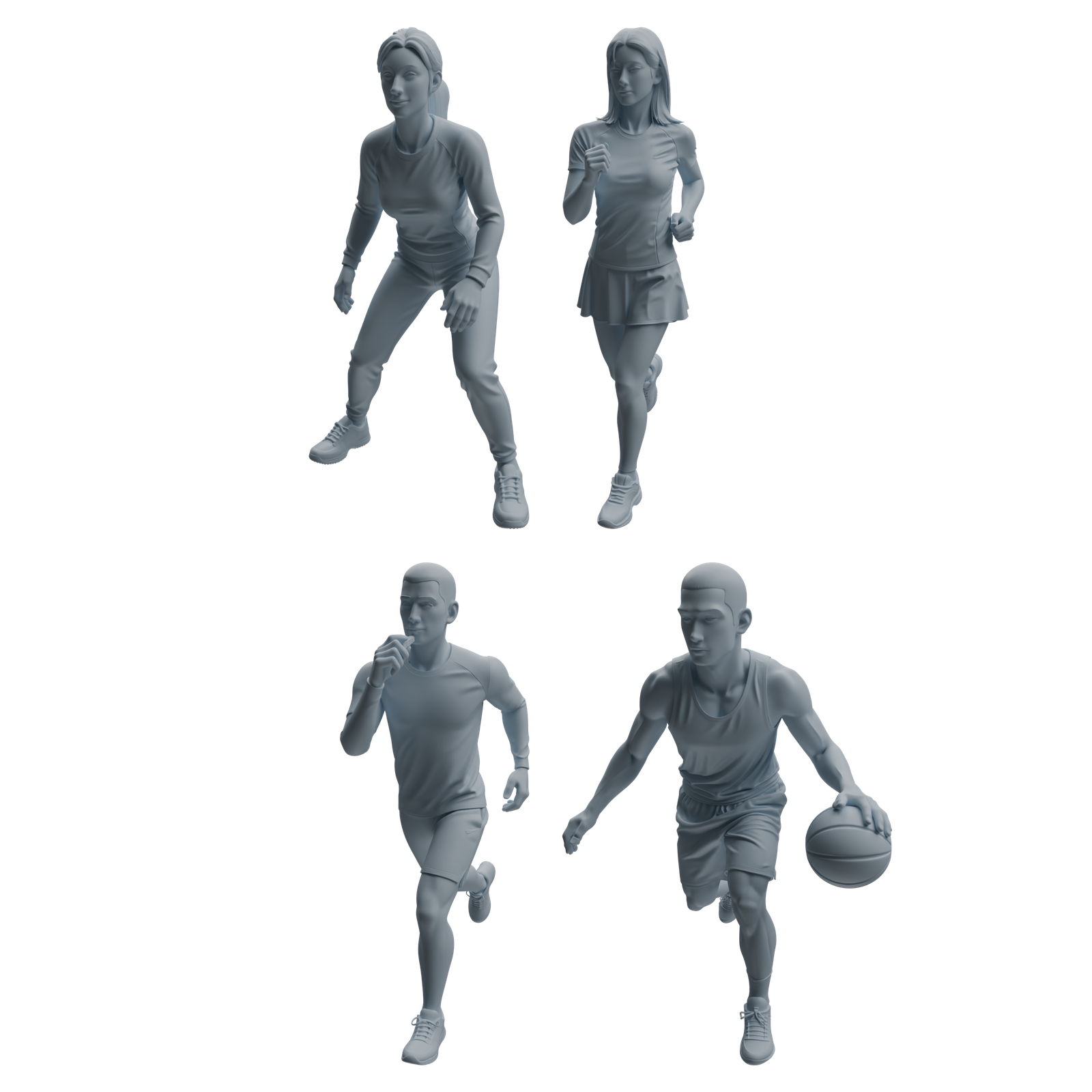 MRY-SFW LYTR969 Ball-Sports PE Teacher Character Modern Model 4 pcs 3D Printed Resin Model Kit by SSMODEL