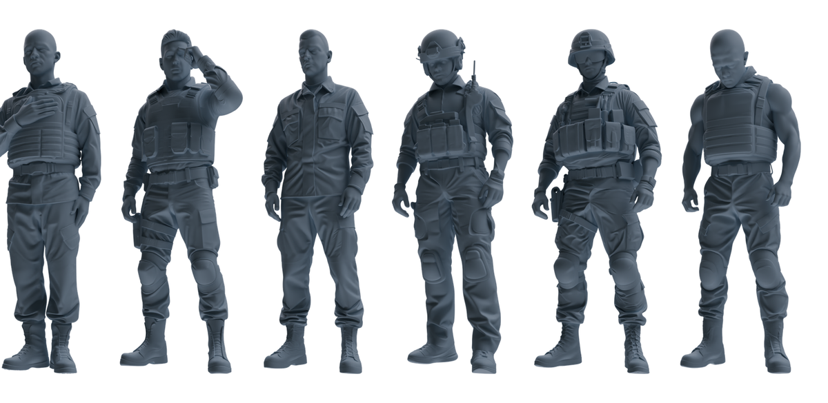 MRY-SFW SSTR032 Miniatures Soldier Model Kit 1993 Mogadishu Black Hawk Helicopter Soldier Praying Six-Person Group
