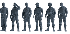 MRY-SFW SSTR032 Miniatures Soldier Model Kit 1993 Mogadishu Black Hawk Helicopter Soldier Praying Six-Person Group
