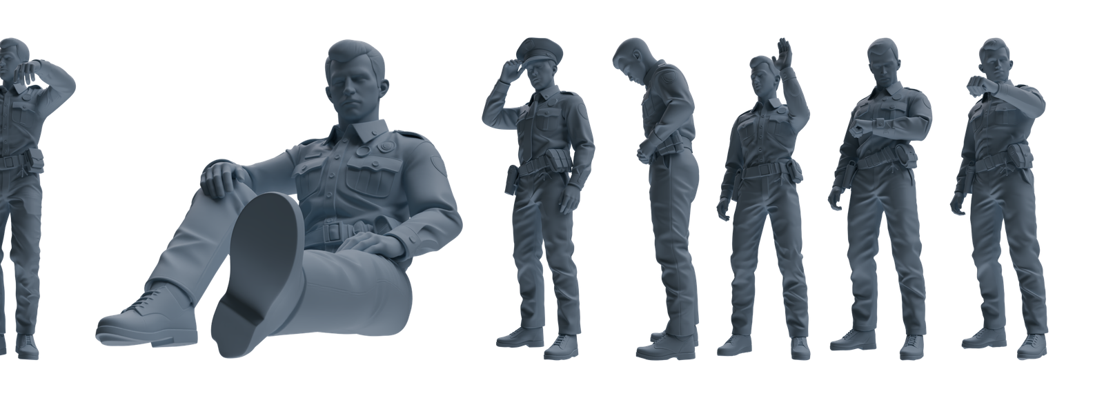 MRY-SFW LYGR676 Los Angeles Patrol Police Seven-Person Daily Routine 3 3D Printed Resin Model Kit by SSMODEL