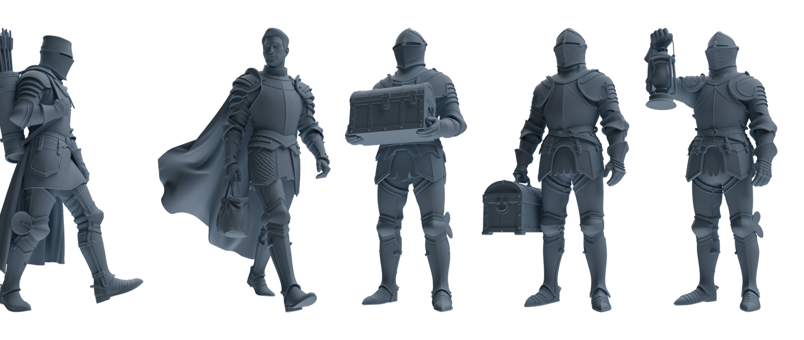 MRY-SFW SSTR084 Miniatures Soldier Model Kit Medieval Knight Five-Person Supply Carrying Group