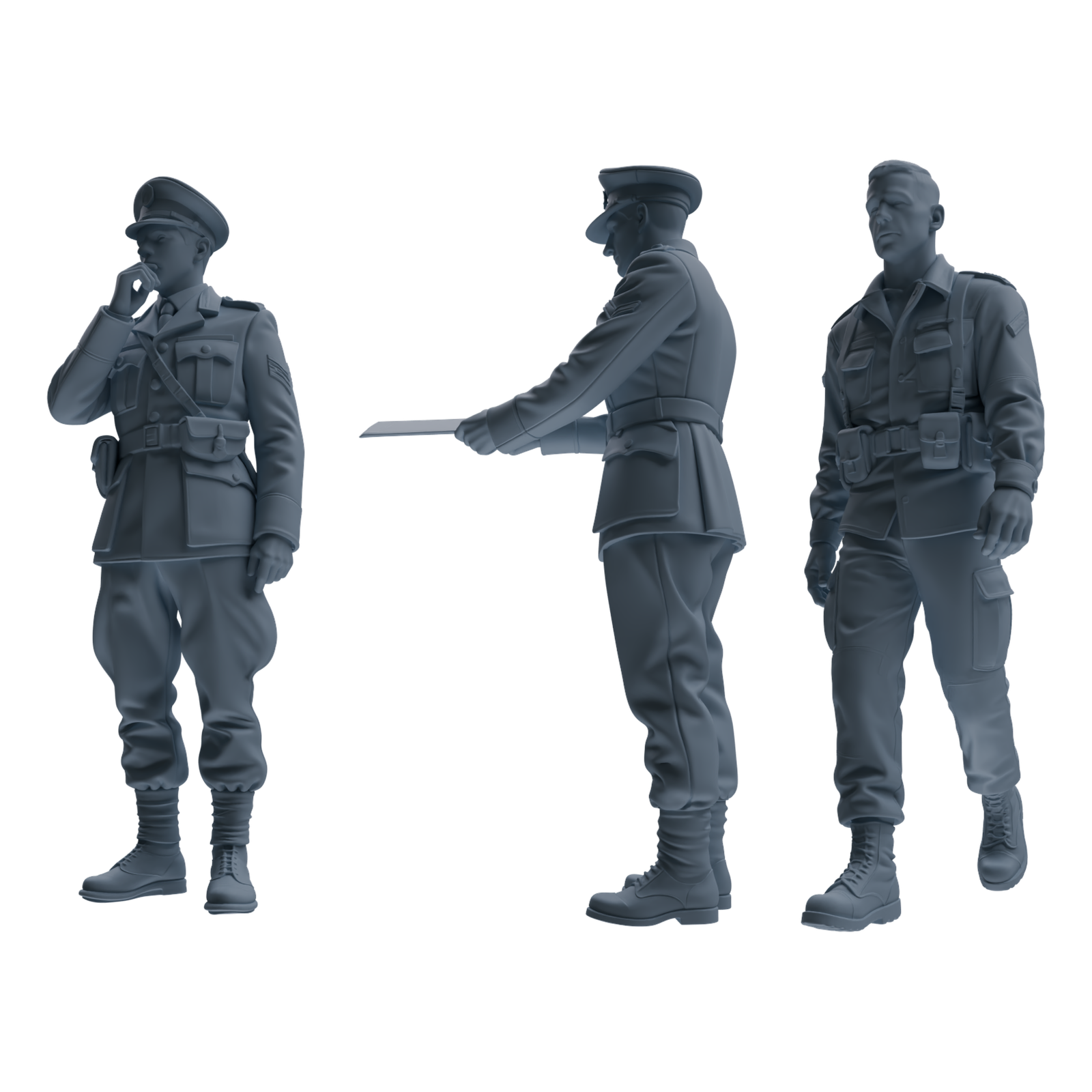 MRY-SFW SSTR180 Miniatures Soldier Model Kit Officer Pose Modern Model 3 pcs