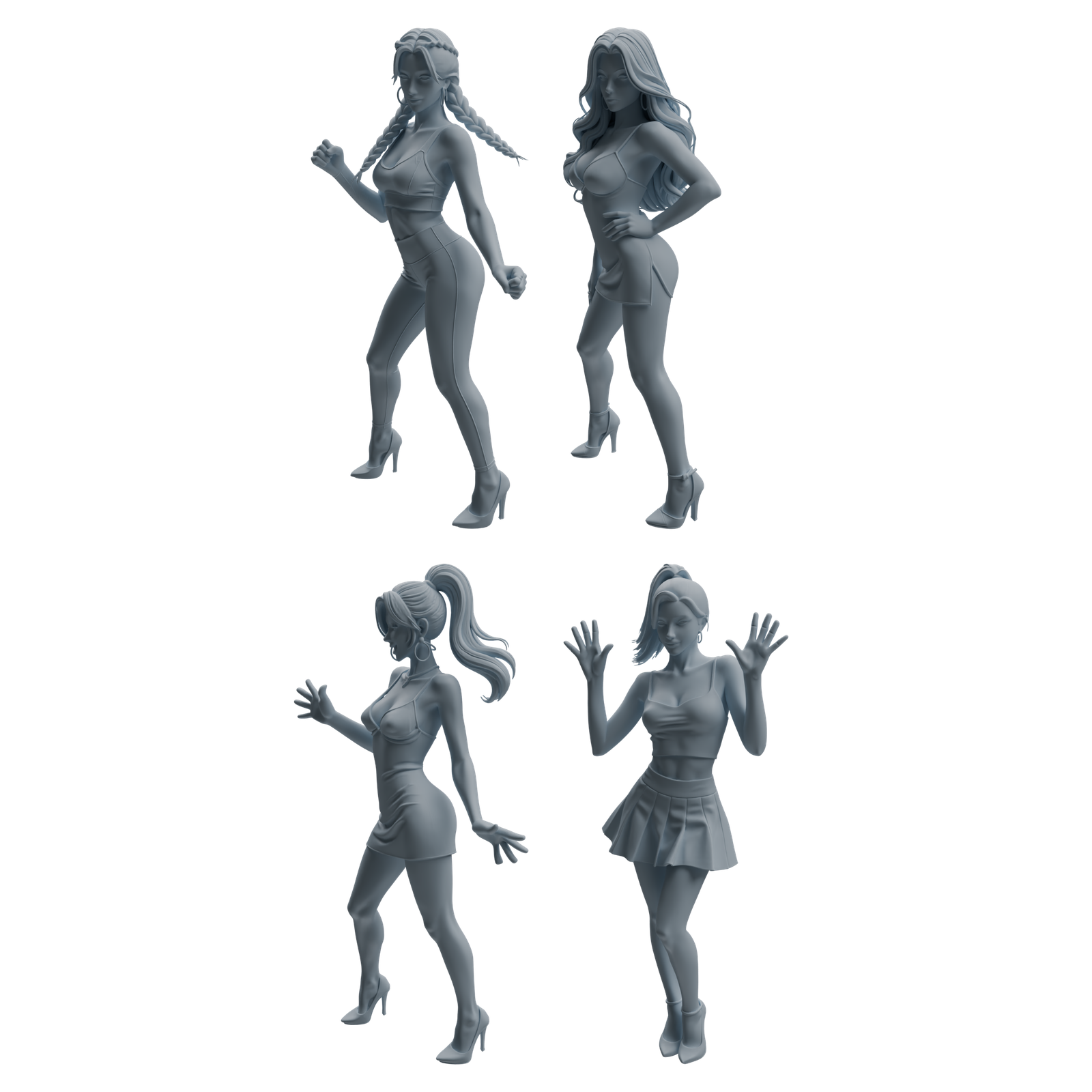 MRY-SFW LYTR929 Nightclub Dancer Woman Character Modern Model 4 pcs 3D Printed Resin Model Kit by SSMODEL