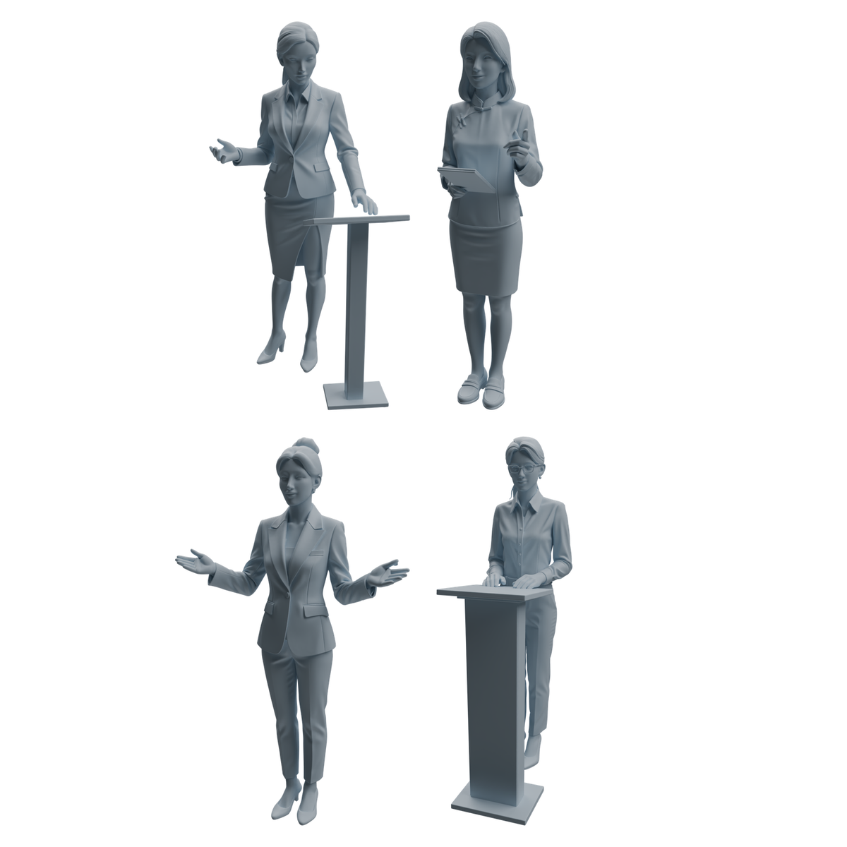 MRY-SFW LYTR961 Podium Teaching Teacher Character Modern Model 4 pcs 3D Printed Resin Model Kit by SSMODEL