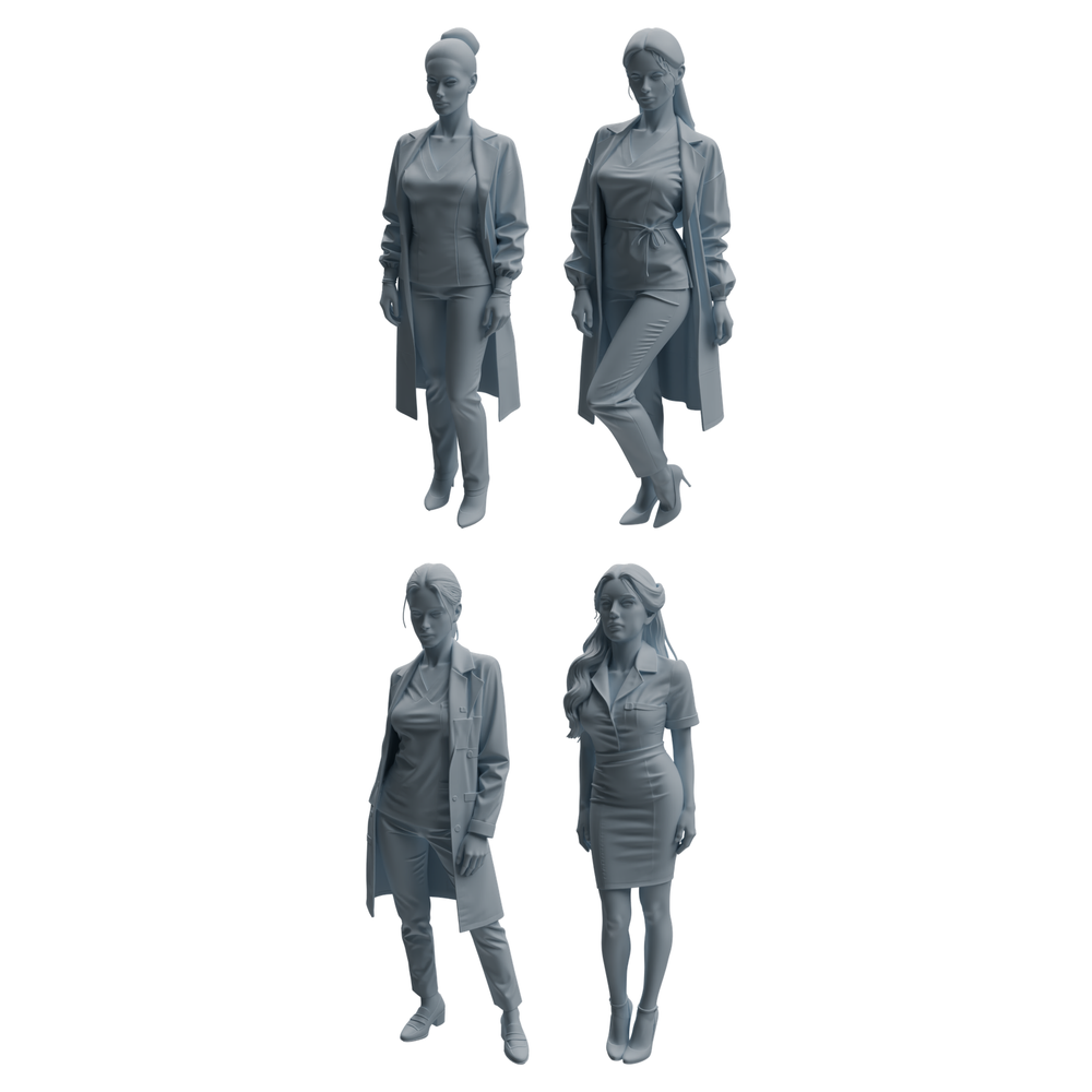 MRY-SFW LYTR999 Professional Female Doctor Character Modern Model 4 pcs 3D Printed Resin Model Kit by SSMODEL
