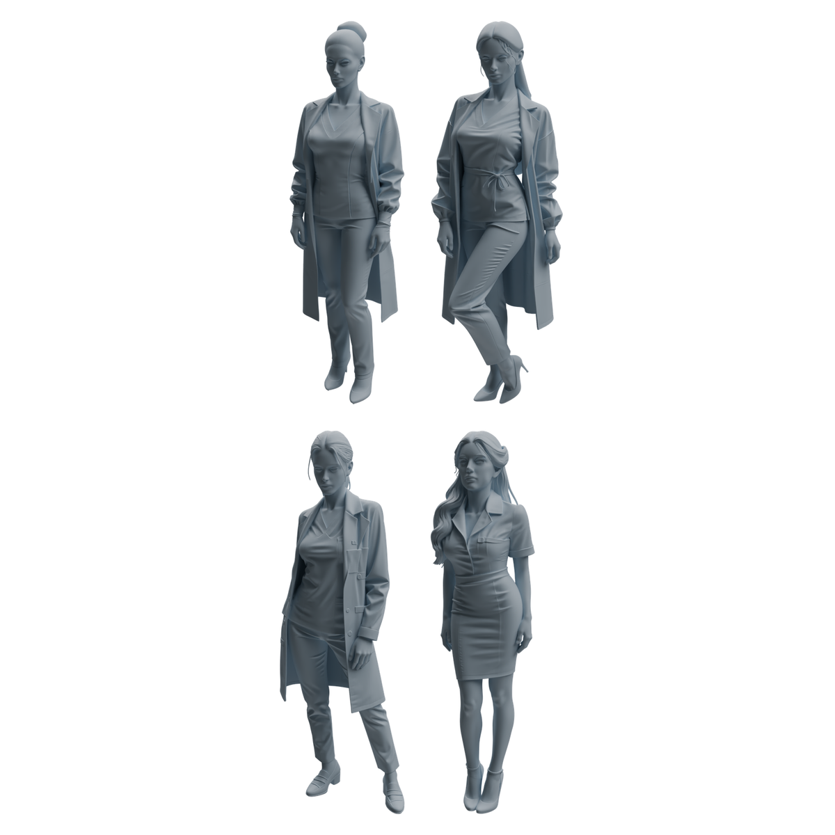 MRY-SFW LYTR999 Professional Female Doctor Character Modern Model 4 pcs 3D Printed Resin Model Kit by SSMODEL