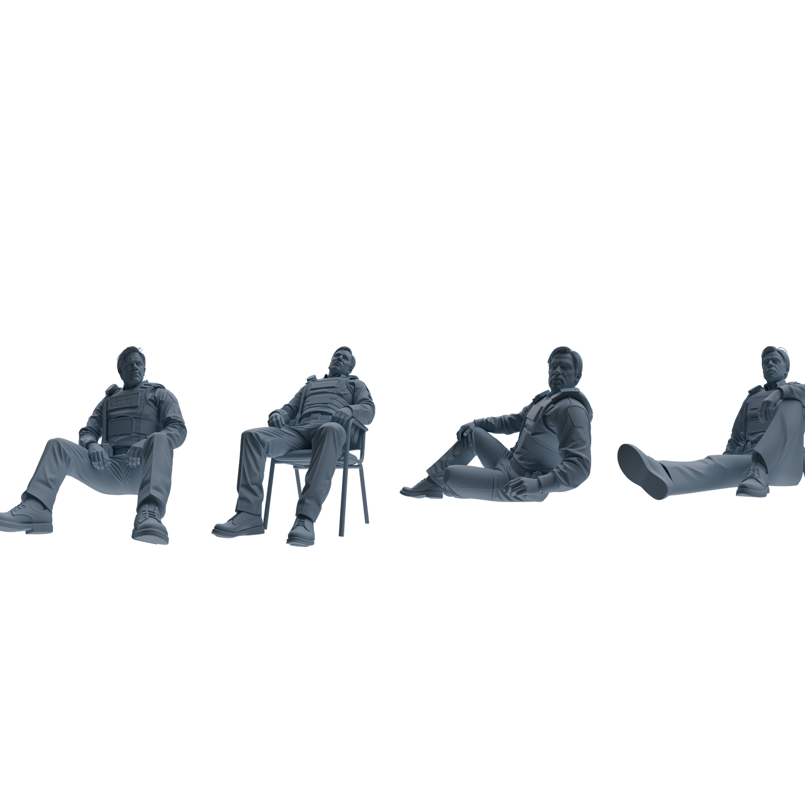 MRY-SFW SSTR125 Miniatures Soldier Model Kit Boston Attack Modern Boston Police Four-Person Rest Group