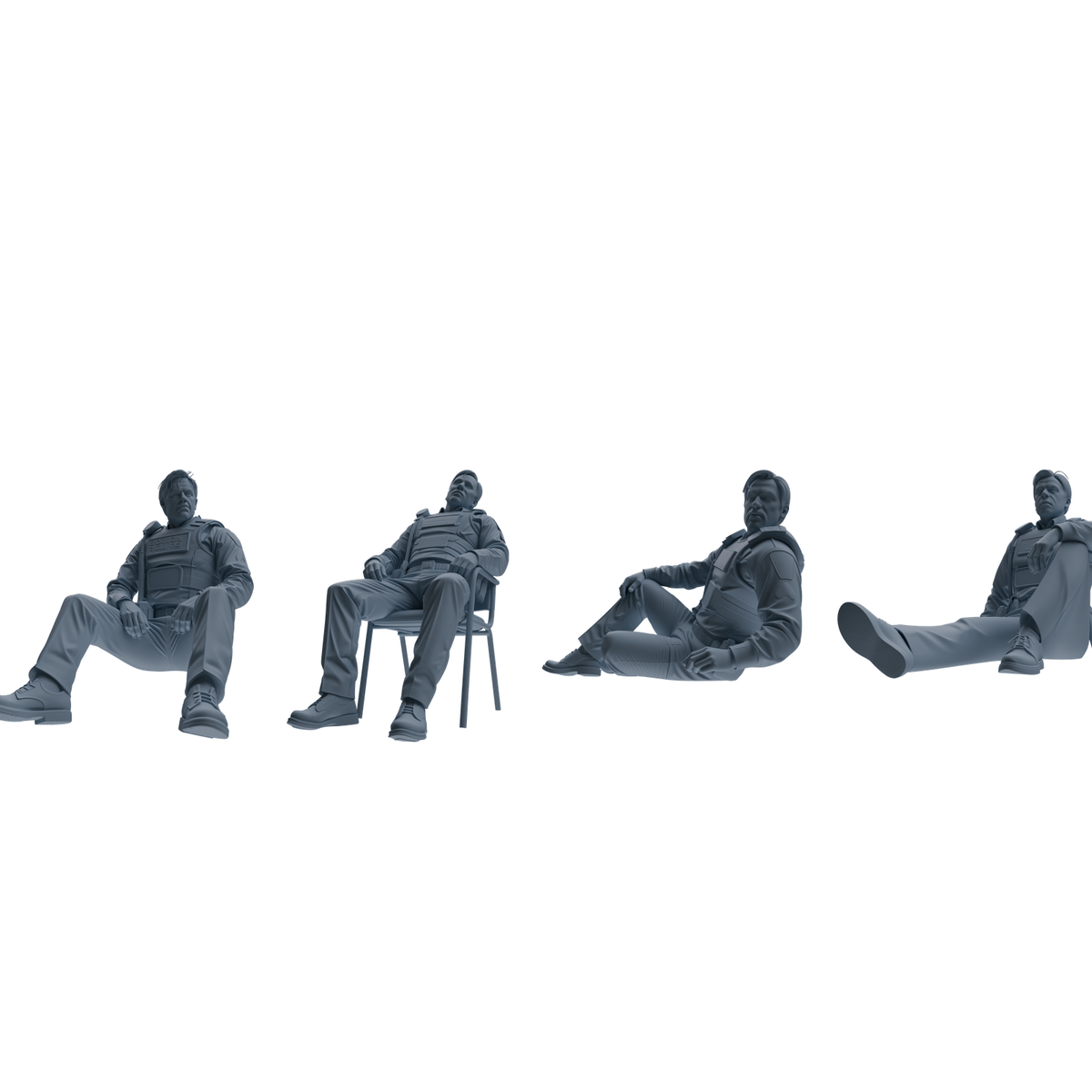 MRY-SFW SSTR125 Miniatures Soldier Model Kit Boston Attack Modern Boston Police Four-Person Rest Group