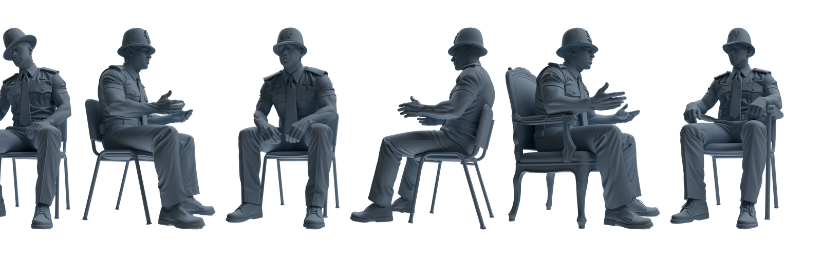 MRY-SFW LYGR802 Modern British Police Six-Person Conversation Group 3D Printed Resin Model Kit by SSMODEL