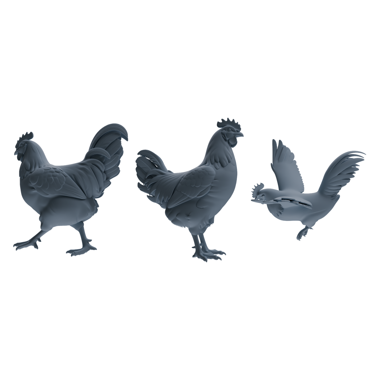 MRY-SFW LYTR841 Rooster Pose Model 3 pcs Miniature Car Diorama Figures Scene Props Accessories Resin 3D Printed Resin Model Kit by SSMODEL