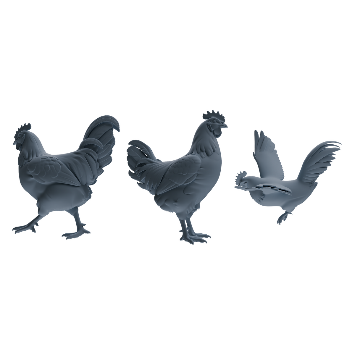MRY-SFW LYTR841 Rooster Pose Model 3 pcs Miniature Car Diorama Figures Scene Props Accessories Resin 3D Printed Resin Model Kit by SSMODEL
