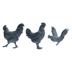 MRY-SFW LYTR841 Rooster Pose Model 3 pcs Miniature Car Diorama Figures Scene Props Accessories Resin 3D Printed Resin Model Kit by SSMODEL