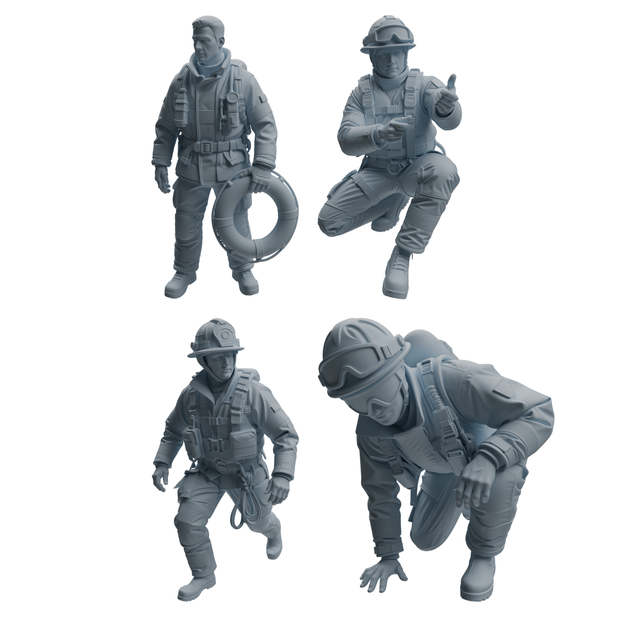 MRY-SFW LYTR1066 Water Rescue Firefighter Character Modern Model 4 pcs 3D Printed Resin Model Kit by SSMODEL