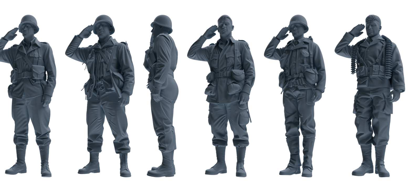 MRY-SFW SSTR069 Miniatures Soldier Model Kit Saving Ryan in Normandy WWII U.S. Army Six-Person Saluting Group