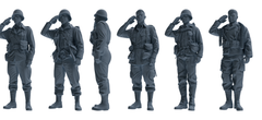MRY-SFW SSTR069 Miniatures Soldier Model Kit Saving Ryan in Normandy WWII U.S. Army Six-Person Saluting Group