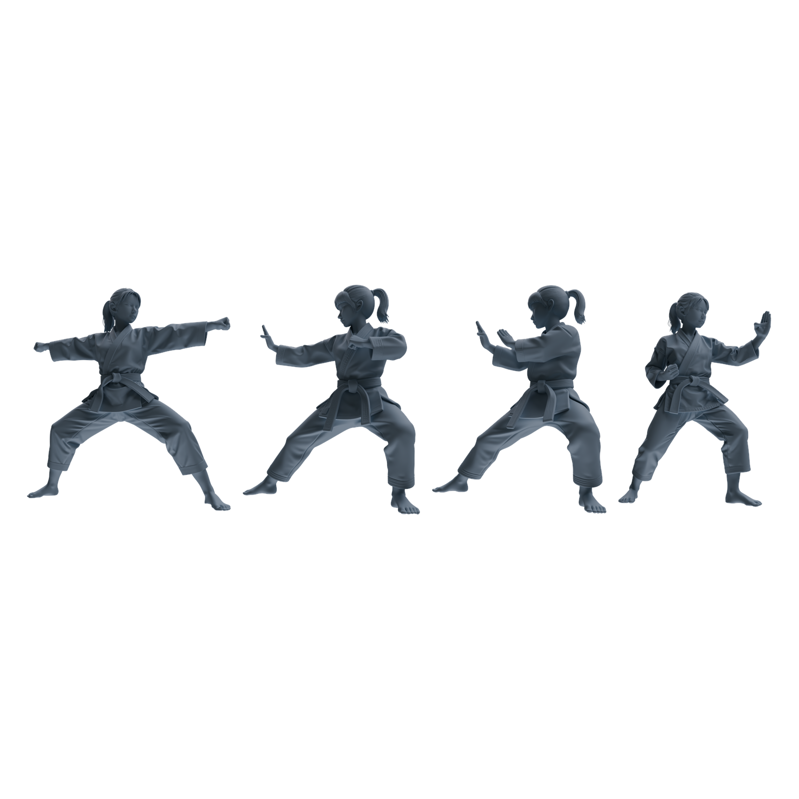 MRY-SFW LYTR814 Karate Child Athlete Figure Modern Model 4 pcs Miniature Car Diorama Figures Scene Props Accessories Resin 3D Printed Resin Model Kit by SSMODEL