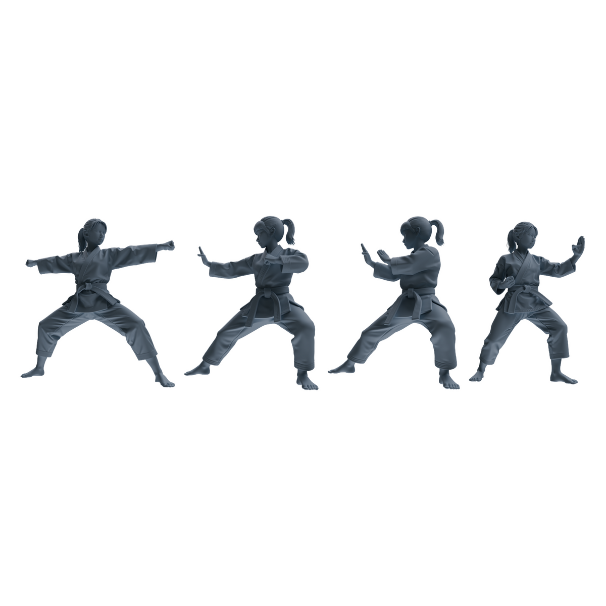 MRY-SFW LYTR814 Karate Child Athlete Figure Modern Model 4 pcs Miniature Car Diorama Figures Scene Props Accessories Resin 3D Printed Resin Model Kit by SSMODEL