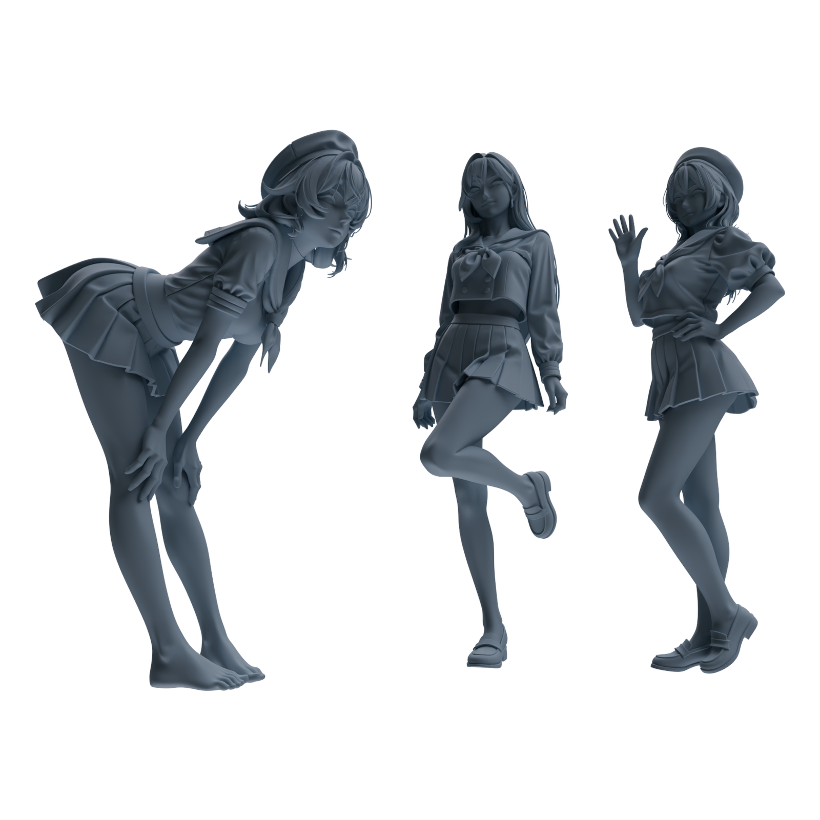 MRY-SFW LYTR886 Fresh Japanese Girl Modern Model 3 pcs 3D Printed Resin Model Kit by SSMODEL