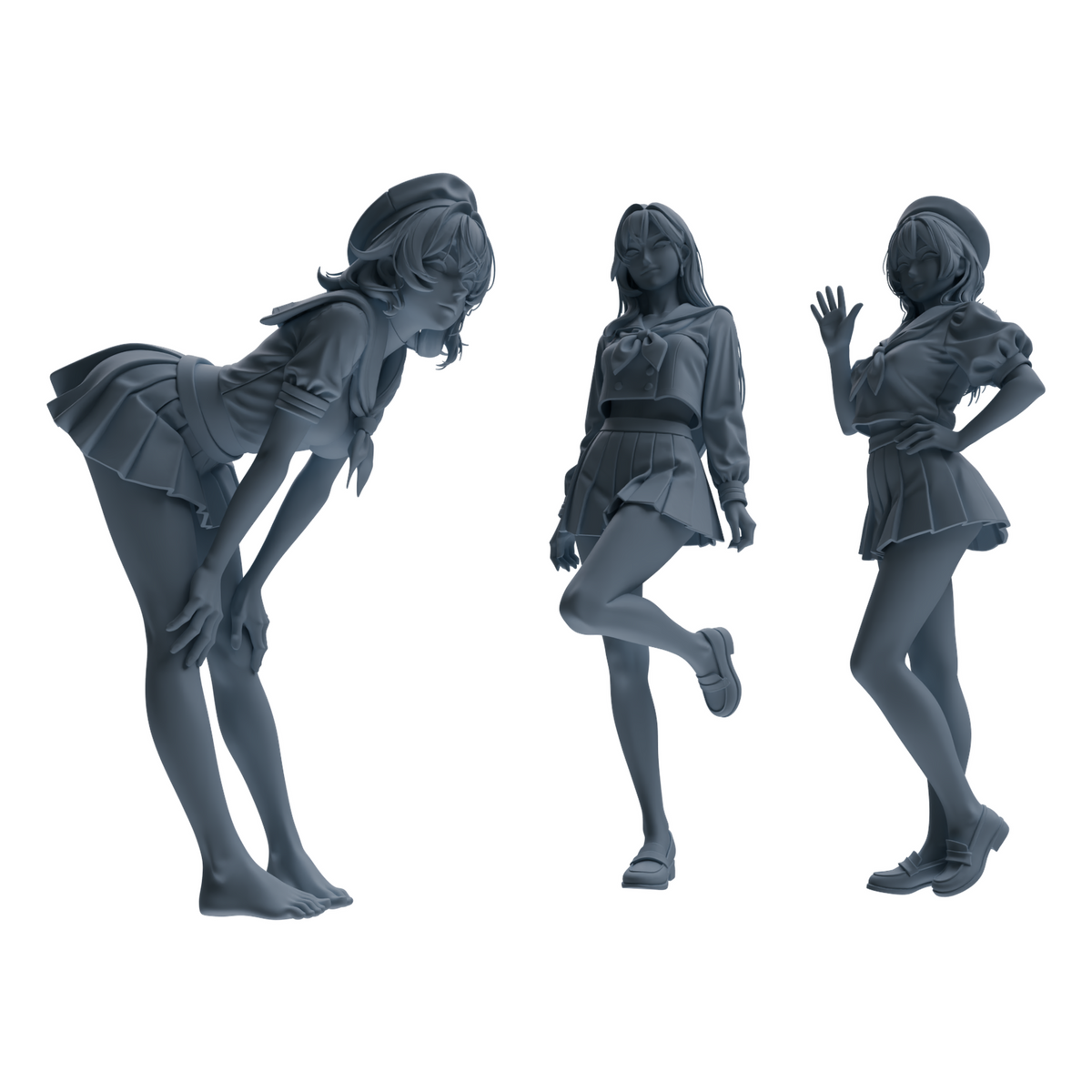 MRY-SFW LYTR886 Fresh Japanese Girl Modern Model 3 pcs 3D Printed Resin Model Kit by SSMODEL