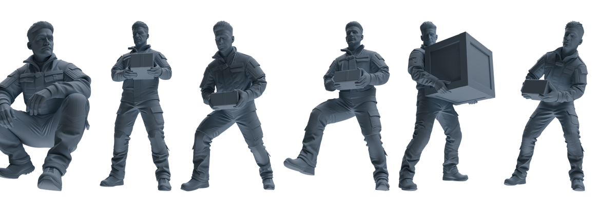 MRY-SFW LYGR682 Modern U.S. Military Six-Person Carrying Group 3D Printed Resin Model Kit by SSMODEL