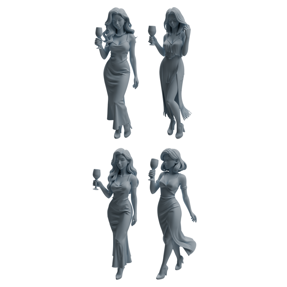 MRY-SFW LYTR935 Banquet Female Guest Character Modern Model 4 pcs 3D Printed Resin Model Kit by SSMODEL