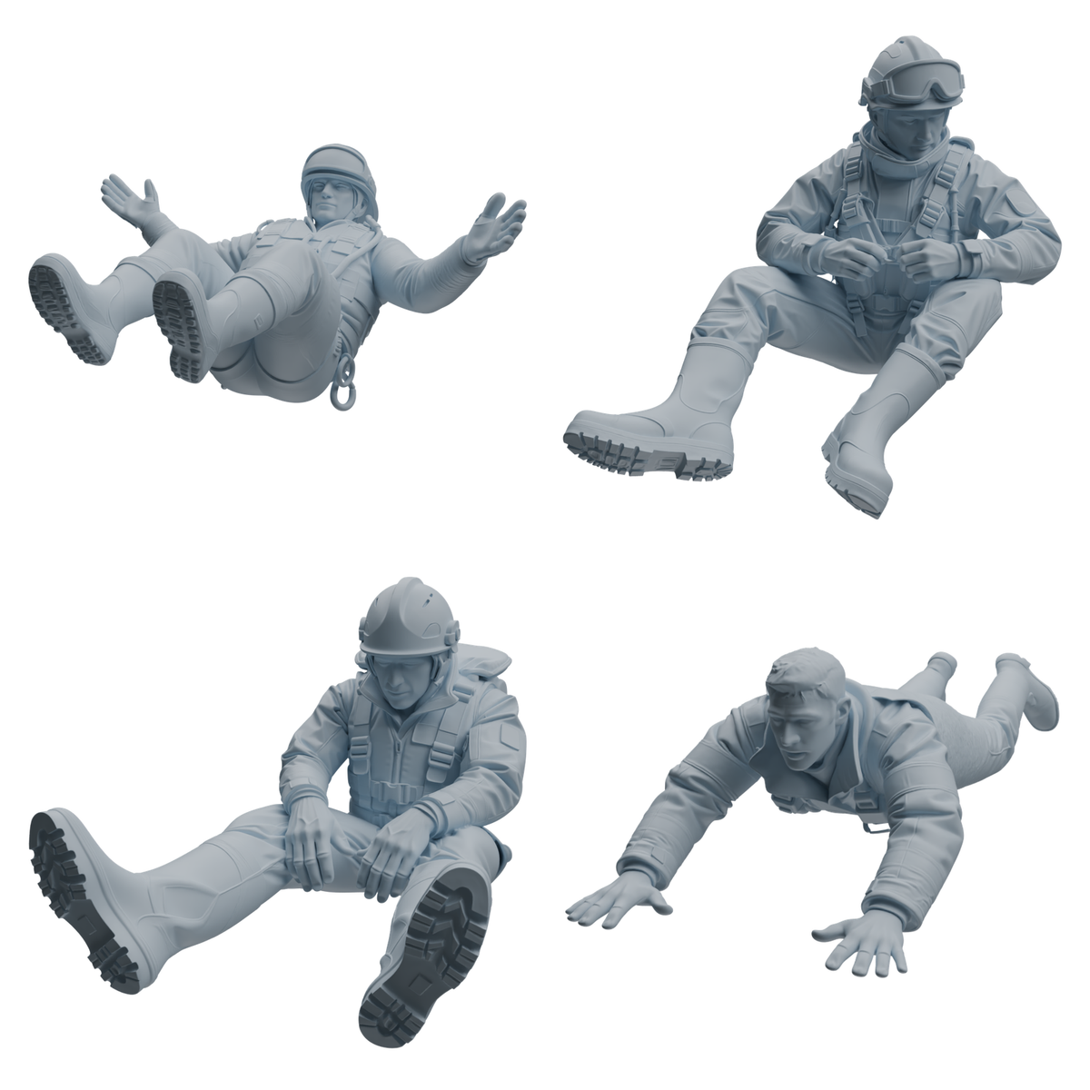 MRY-SFW LYTR1068 Water Rescue Sitting Pose Firefighter Character Modern Model 4 pcs 3D Printed Resin Model Kit by SSMODEL