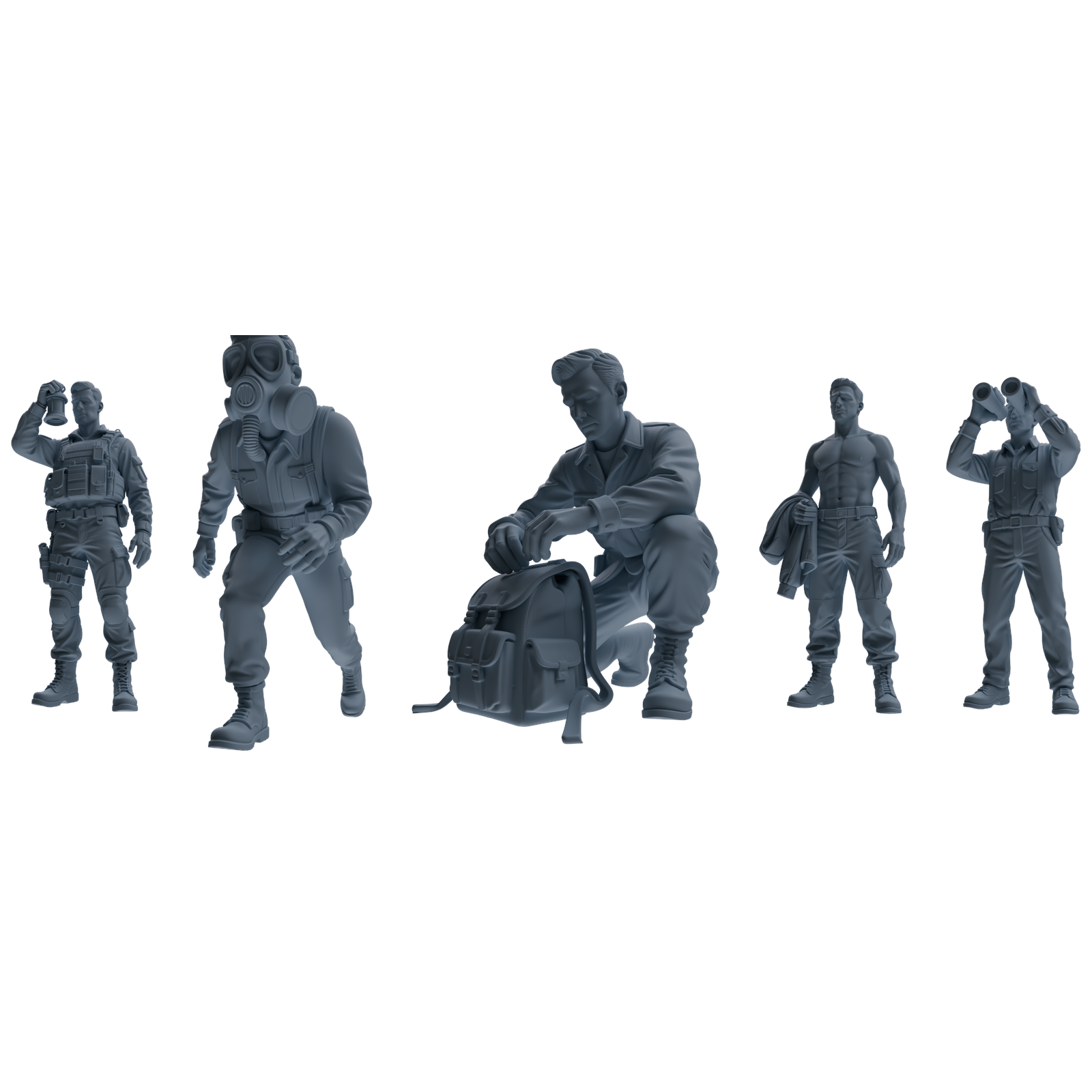 MRY-SFW SSTR188 Miniatures Soldier Model Kit Multi-Functional Recon Soldier Pose Modern Model 5 pcs