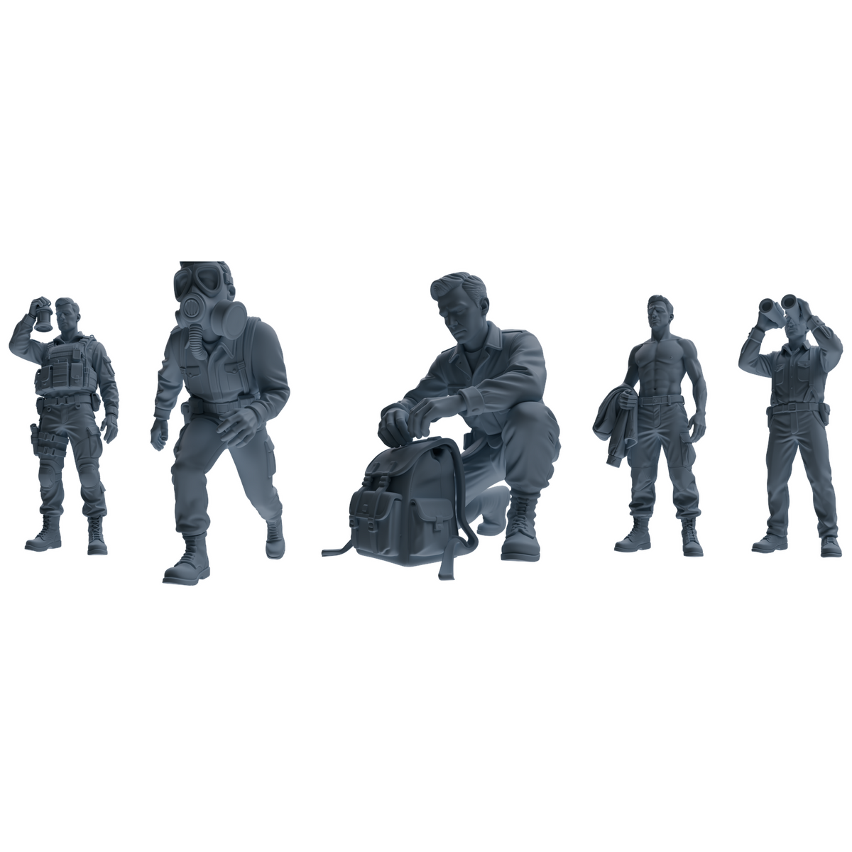 MRY-SFW SSTR188 Miniatures Soldier Model Kit Multi-Functional Recon Soldier Pose Modern Model 5 pcs