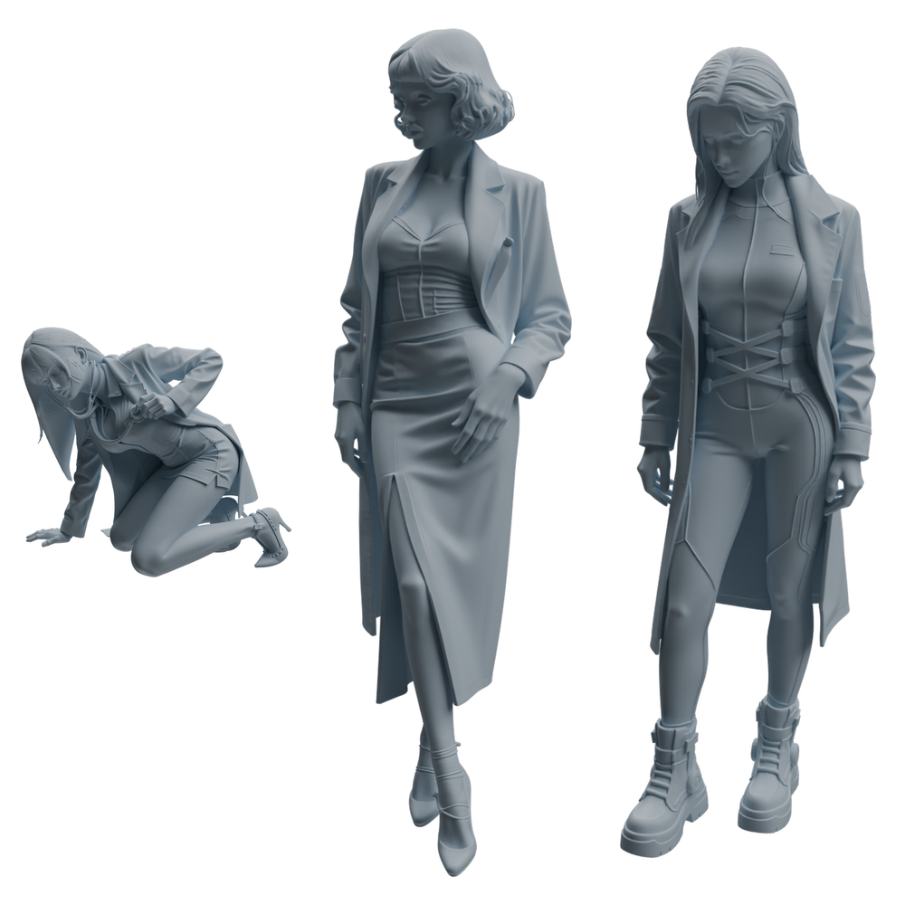MRY-SFW LYTR1005 Female Doctor in Different Poses Character Modern Model 3 pcs 3D Printed Resin Model Kit by SSMODEL