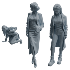 MRY-SFW LYTR1005 Female Doctor in Different Poses Character Modern Model 3 pcs 3D Printed Resin Model Kit by SSMODEL
