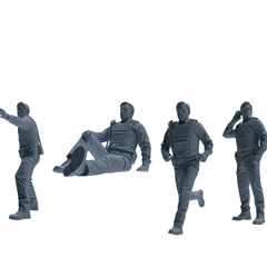 MRY-SFW SSTR119 Miniatures Soldier Model Kit Boston Attack Modern Boston Police Four-Person Rescue Group