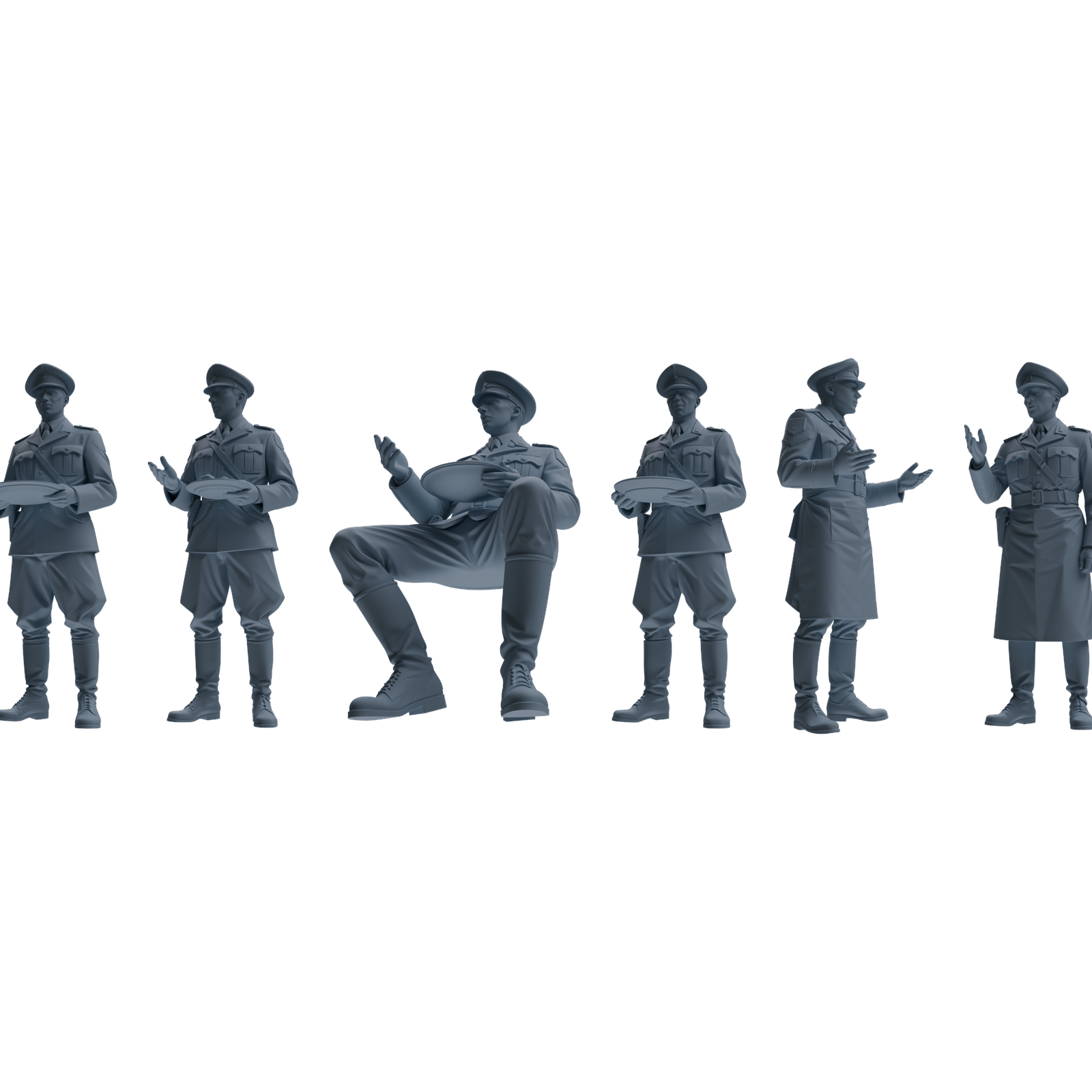 MRY-SFW LYGR580 WWII French Army Six-Person Mess Hall Group 3D Printed Resin Model Kit by SSMODEL