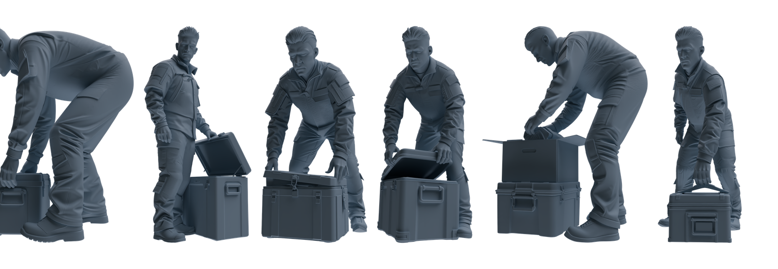 MRY-SFW LYGR699 Modern U.S. Military Six-Person Combat Readiness Group 3D Printed Resin Model Kit by SSMODEL