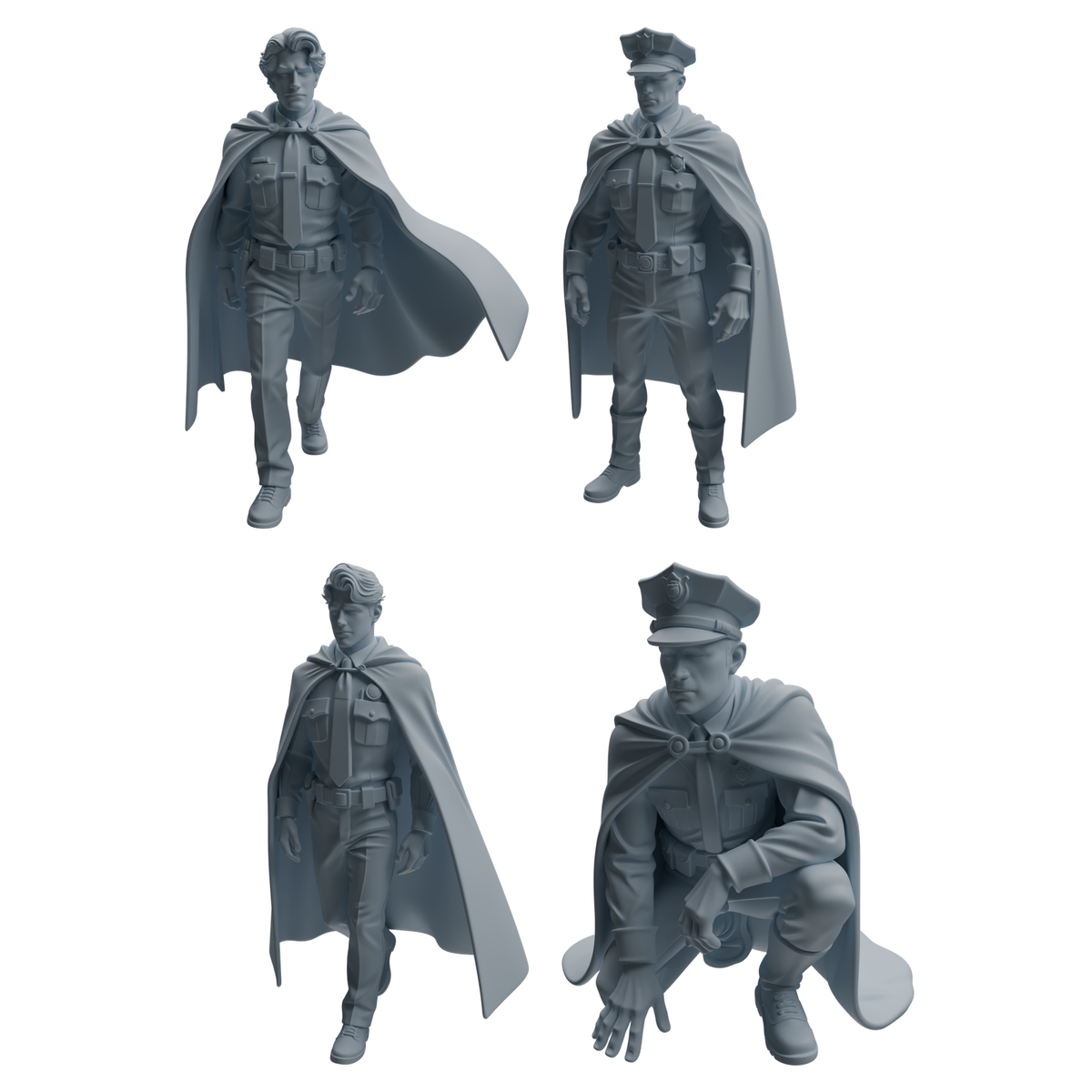 MRY-SFW LYTR949 Cape Uniform Man Character Modern Model 4 pcs 3D Printed Resin Model Kit by SSMODEL