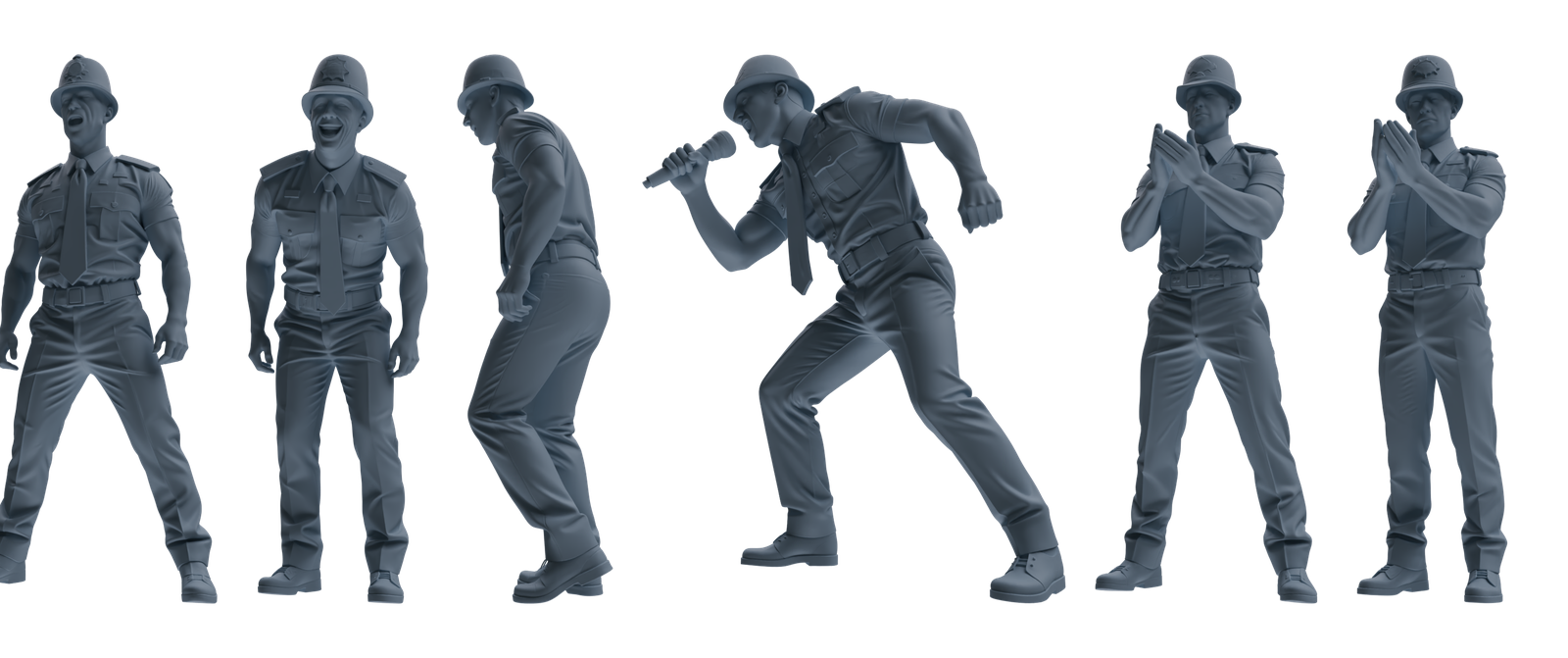 MRY-SFW LYGR801 Modern British Police Six-Person Singing Group 3D Printed Resin Model Kit by SSMODEL