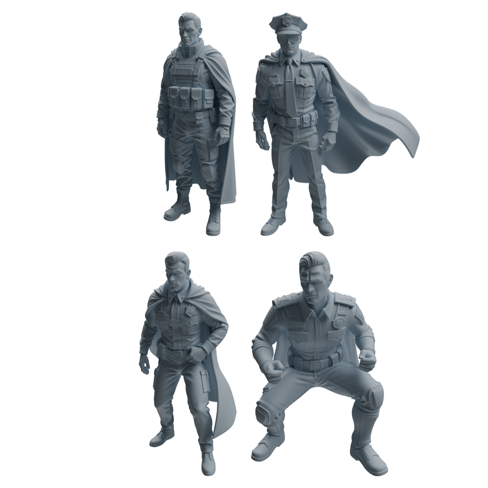 MRY-SFW LYTR951 Tactical Cape Uniform Man Character Modern Model 4 pcs 3D Printed Resin Model Kit by SSMODEL