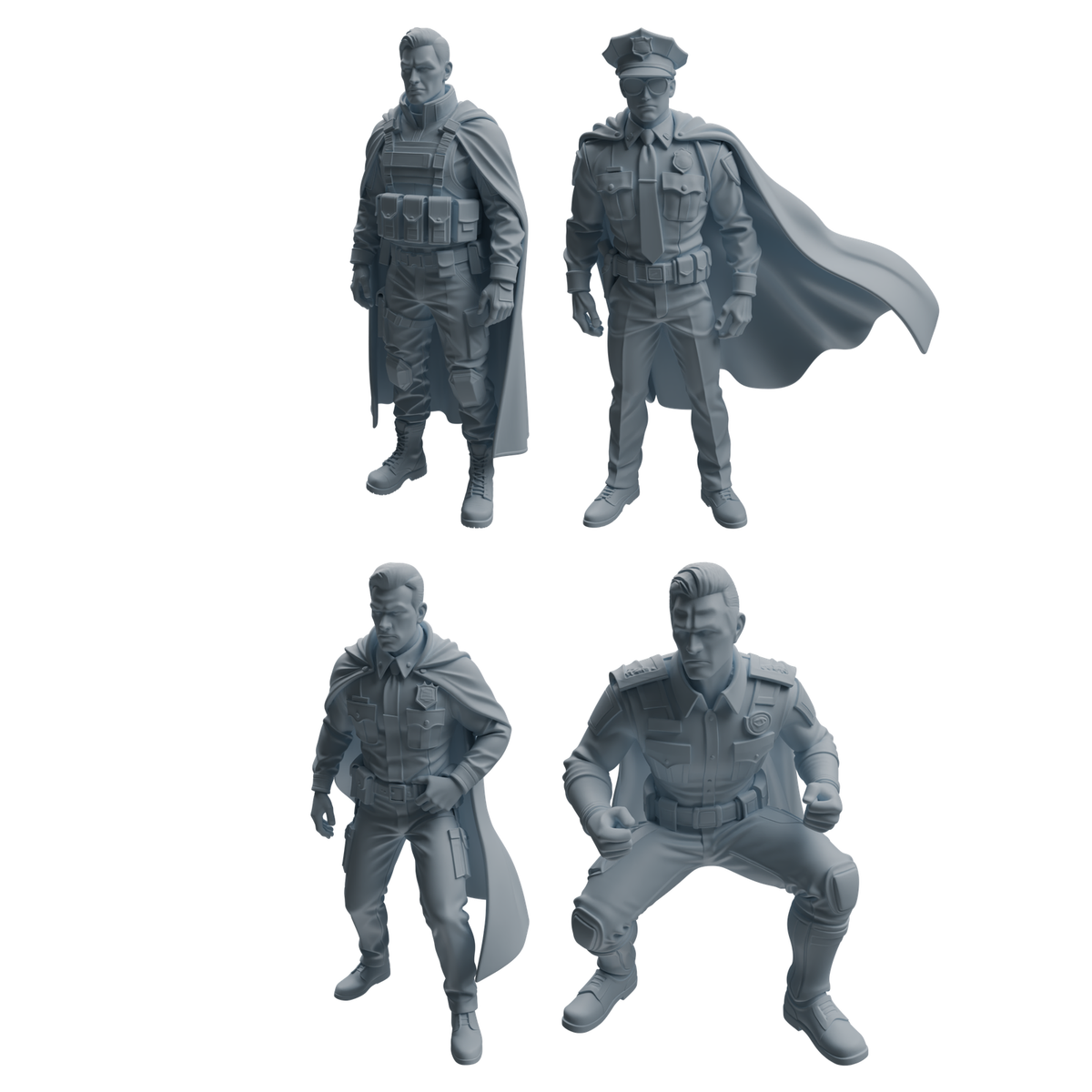 MRY-SFW LYTR951 Tactical Cape Uniform Man Character Modern Model 4 pcs 3D Printed Resin Model Kit by SSMODEL