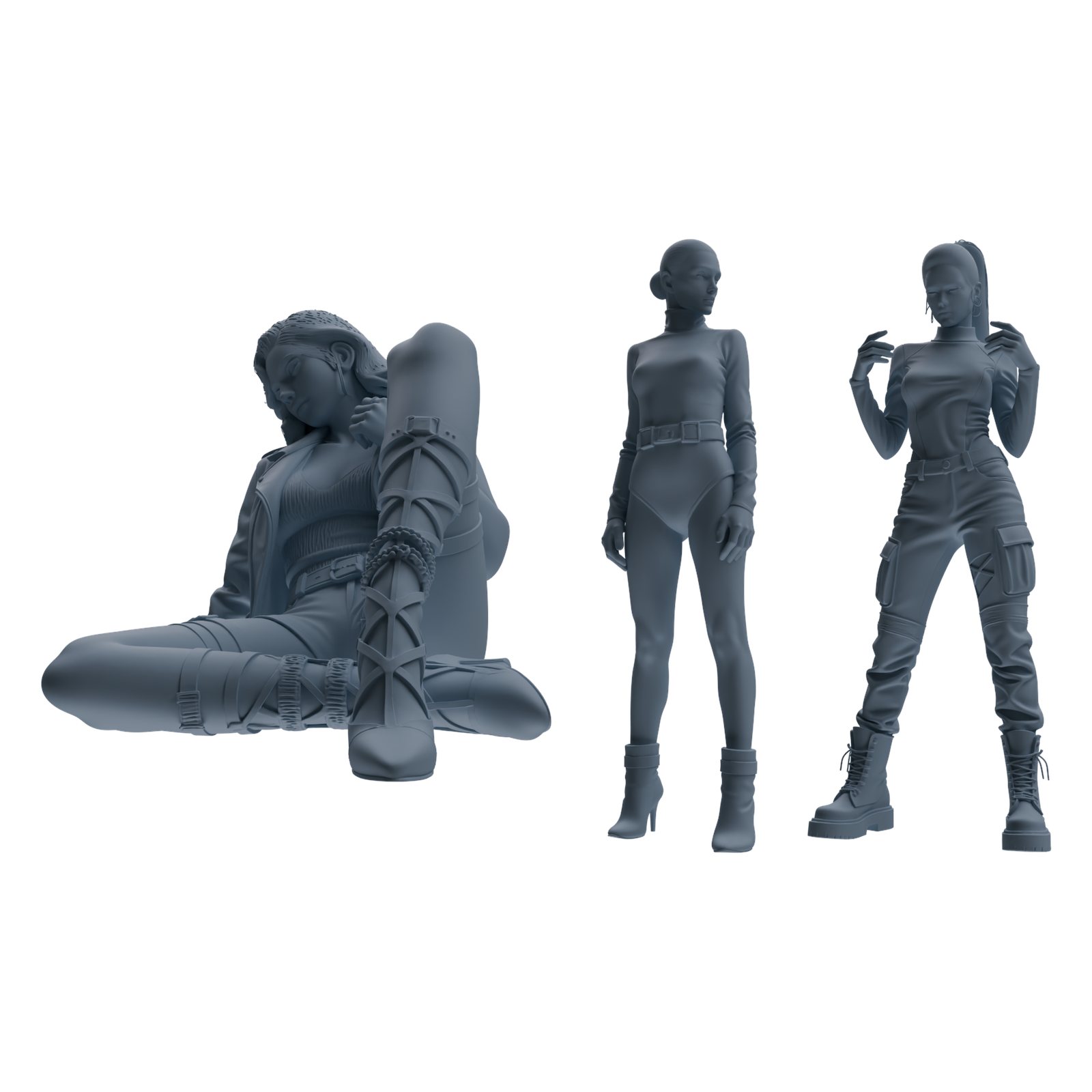 MRY-SFW LYTR897 Streetwear Style Woman Modern Model 3 pcs 3D Printed Resin Model Kit by SSMODEL