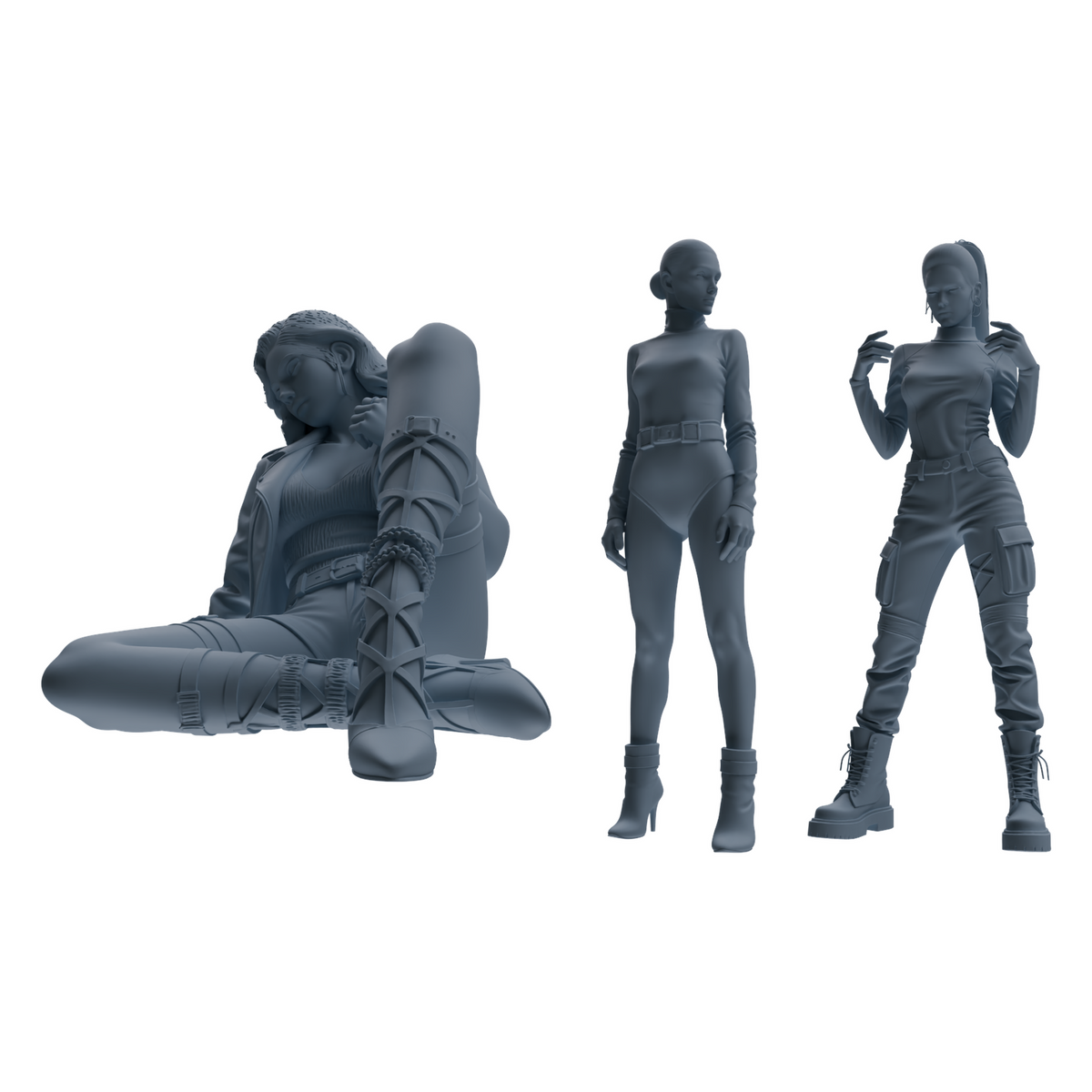 MRY-SFW LYTR897 Streetwear Style Woman Modern Model 3 pcs 3D Printed Resin Model Kit by SSMODEL